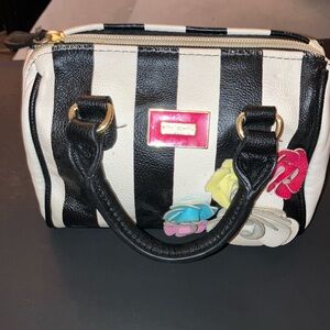 Betsey Johnson mini Black and White Striped Handbag